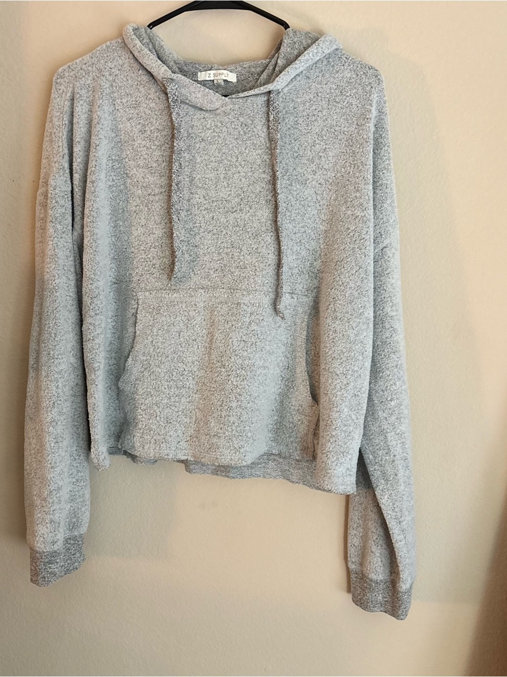 Z Supply Gray Heathered Pullover Hoodie – Size L – Soft Cozy Casual